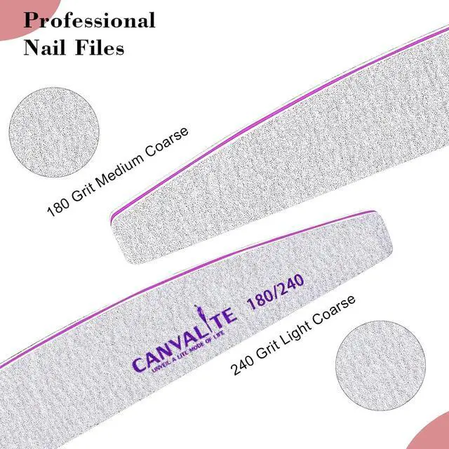 Alt view image 2 of 7 - Canvalite Nail Files for Natural Nails 180/240 Grit Emery Board for Nails Styling Tools for Home and Salon Use 10 PCS