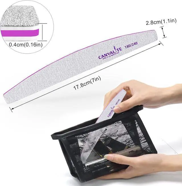 Alt view image 4 of 7 - Canvalite Nail Files for Natural Nails 180/240 Grit Emery Board for Nails Styling Tools for Home and Salon Use 10 PCS