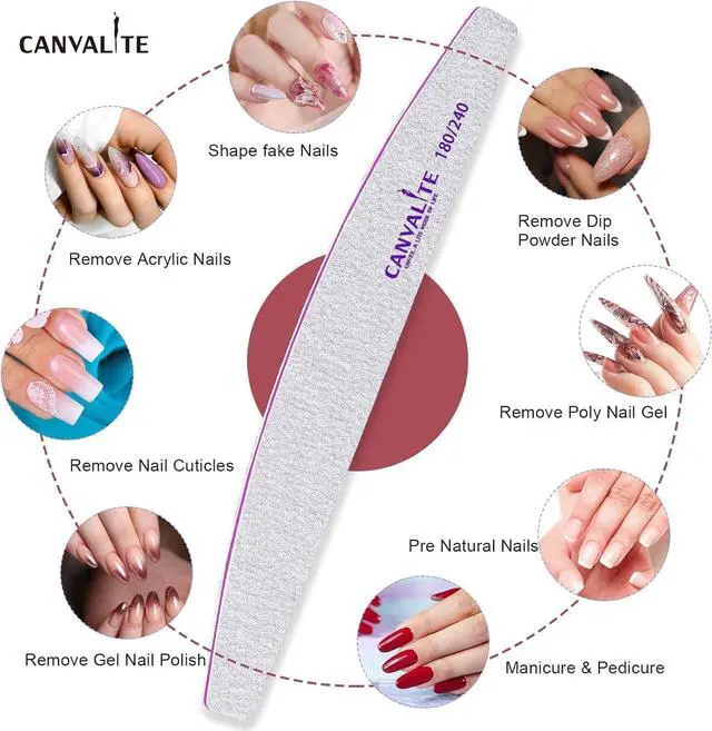 Alt view image 5 of 7 - Canvalite Nail Files for Natural Nails 180/240 Grit Emery Board for Nails Styling Tools for Home and Salon Use 10 PCS