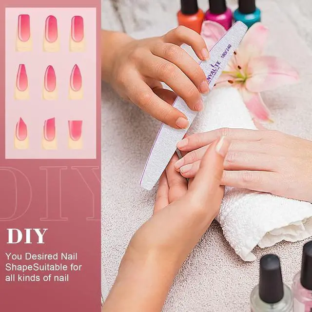 Alt view image 6 of 7 - Canvalite Nail Files for Natural Nails 180/240 Grit Emery Board for Nails Styling Tools for Home and Salon Use 10 PCS