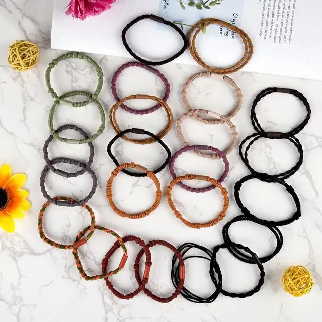 Alt view image 5 of 6 - Boho Hair Ties for Women Girls, 24Pcs Bracelet Hair Ties No Damage Hair Bands for Thick Thin Hair Long Curly Hair Accessories (Style B)