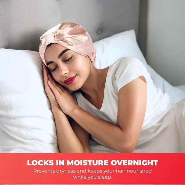 Alt view image 4 of 7 - Hawwwy Hair Wrap for Sleeping - Sleep Cap, Head Scarf Bonnet for Sleeping - Hair Protector Night Cap Cover - Bonnet for Curly Hair - Caps for Women to Protect Hair - Golden