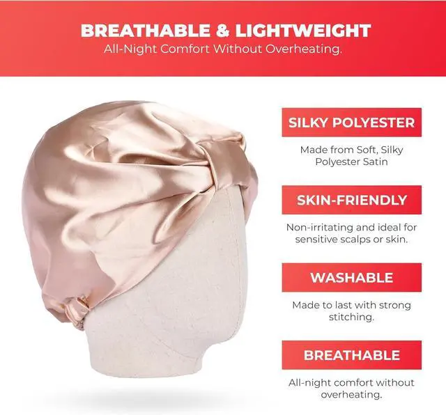 Alt view image 5 of 7 - Hawwwy Hair Wrap for Sleeping - Sleep Cap, Head Scarf Bonnet for Sleeping - Hair Protector Night Cap Cover - Bonnet for Curly Hair - Caps for Women to Protect Hair - Golden