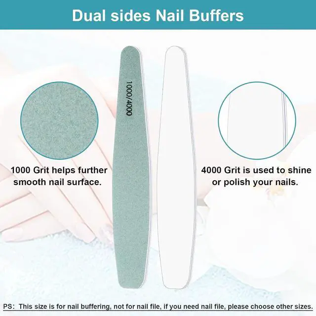 Alt view image 2 of 7 - Diesisa 15pcs 1000/4000 Grit Nail Files for Natural Nails, Emery Boards for Natural Files, Double-Sided Nail Buffering Manicure Pedicure Nail Supplies Tools for Toenail Fingernail for Home & Salon