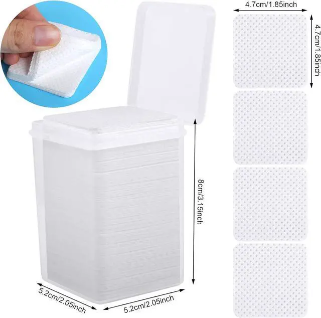 Alt view image 2 of 7 - 400 Pieces Nail Cotton Pads,1 Pull-Down Pump Dispenser Bottle,Super Absorbent Soft Non-Woven Eyelash Glue Wipes,Nail Polish dehumidifier for Eyelash Extension Products and Nail Oil Bottle(Pink White)