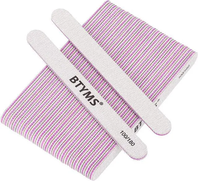 Main image of BTYMS 25Pcs Nail Files 100/180 Grit Double Sided Emery Board Nail Buffering Files for Acrylic and Natural Nails