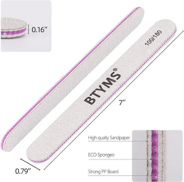 Alt view image 2 of 6 - BTYMS 25Pcs Nail Files 100/180 Grit Double Sided Emery Board Nail Buffering Files for Acrylic and Natural Nails