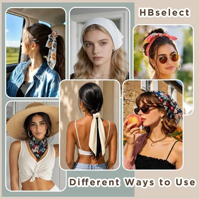 Alt view image 5 of 7 - HBselect 4PCS Bandanas for Women Triangle Head Scarf Tie-Back Headband | Triangle Hair Scarf, Head Kerchief for Girls and Women, Head Bands for Yoga, Soft & Breathable, 2 Snap Hair Pins