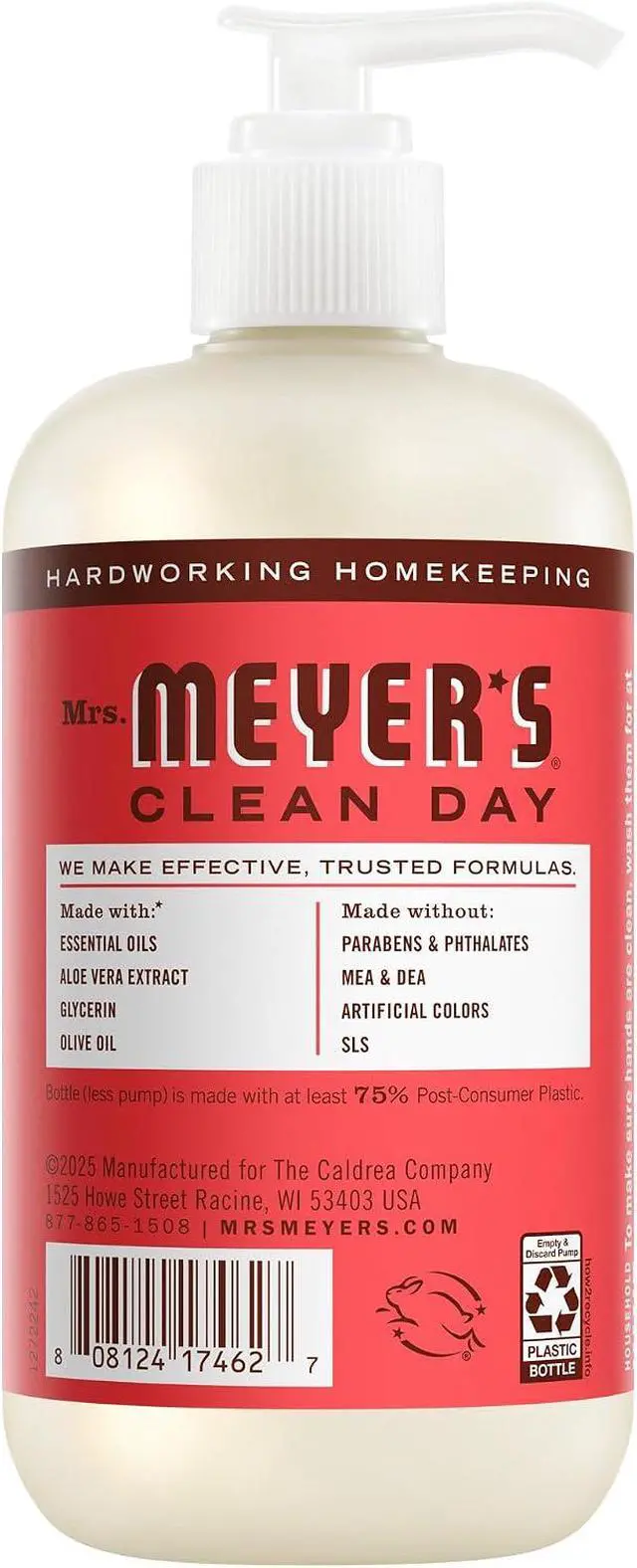 Alt view image 2 of 7 - MRS. MEYER'S CLEAN DAY Hand Soap, Rhubarb Scent, 12.5 Fl Oz Bottle