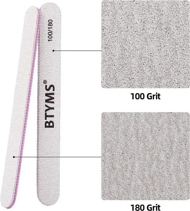 Alt view image 3 of 6 - BTYMS 25Pcs Nail Files 100/180 Grit Double Sided Emery Board Nail Buffering Files for Acrylic and Natural Nails