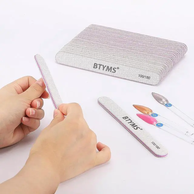 Alt view image 5 of 6 - BTYMS 25Pcs Nail Files 100/180 Grit Double Sided Emery Board Nail Buffering Files for Acrylic and Natural Nails