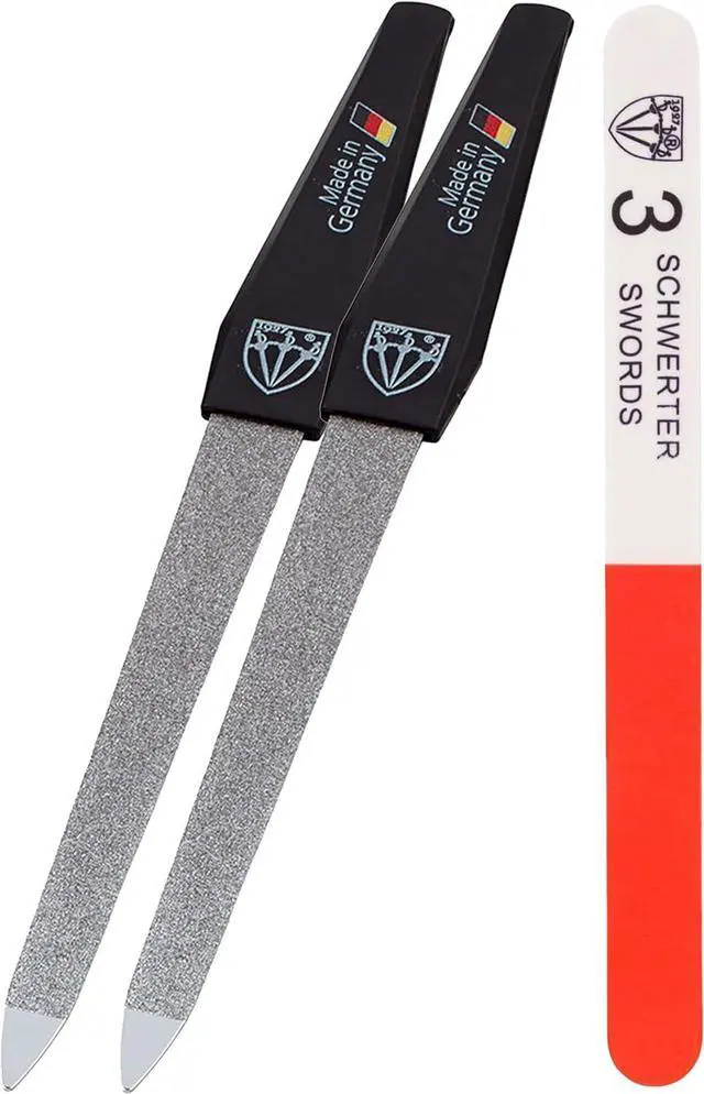 Main image of 3 Swords Germany - Sapphire Metal Nail File Set 2 Pieces with 1 PIECE 3-Way Nail Buffer Nail Care Made in SOLINGEN/Germany