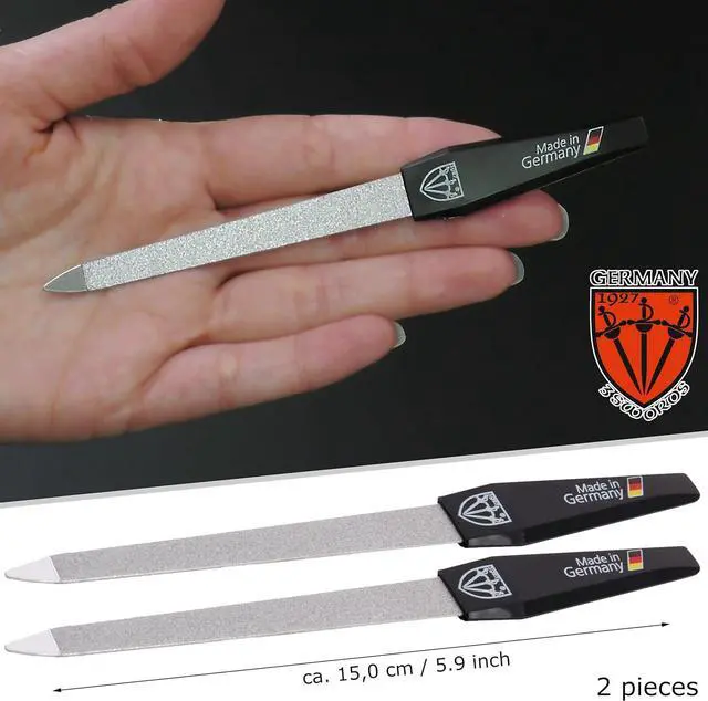 Alt view image 4 of 6 - 3 Swords Germany - Sapphire Metal Nail File Set 2 Pieces with 1 PIECE 3-Way Nail Buffer Nail Care Made in SOLINGEN/Germany