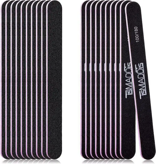 Main image of 20Pack Nail Files, TsMADDTs Double Sided Emery Board 100 180 Grit Manicure File for Natural Acrylic Artificial Nails for Girls Women Men