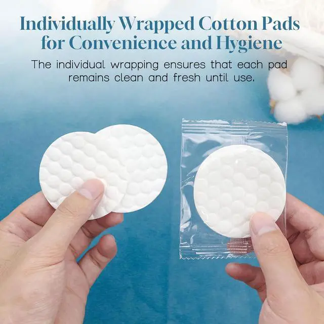 Alt view image 4 of 6 - Travel Size Cotton Rounds Individually Wrapped Cotton Rounds Bulk Makeup Cotton Pads Soft for Most Skin Types Personal Care Kit Hotel Amenities (2 Pcs/Set, 50 Sets in Total)
