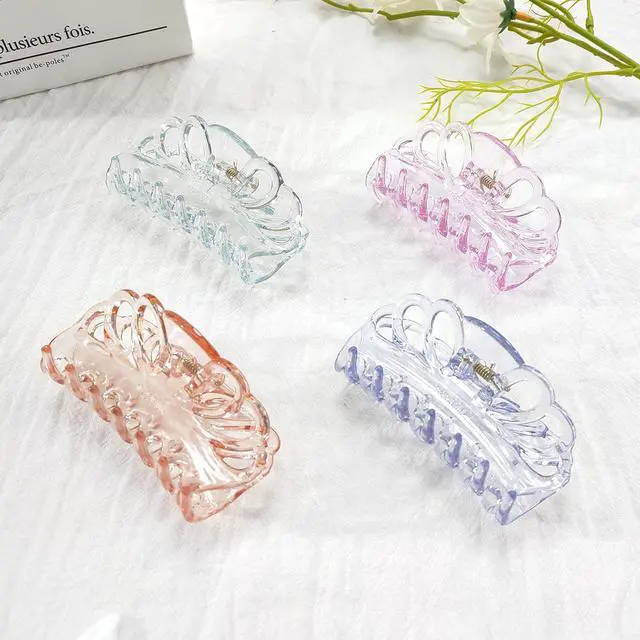 Alt view image 5 of 7 - Bphne 4 Pack Clear Hair Clips for Women 3.5 Inch Butterfly Banana Clips, Non Slip Strong Hold Jaw Clamps, Transparent Hair Clips for Thick or Thin Hair