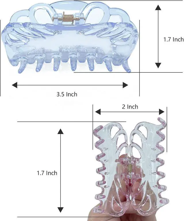 Alt view image 6 of 7 - Bphne 4 Pack Clear Hair Clips for Women 3.5 Inch Butterfly Banana Clips, Non Slip Strong Hold Jaw Clamps, Transparent Hair Clips for Thick or Thin Hair