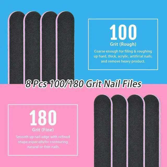 Alt view image 3 of 7 - 20Pack Nail Files, TsMADDTs Double Sided Emery Board 100 180 Grit Manicure File for Natural Acrylic Artificial Nails for Girls Women Men