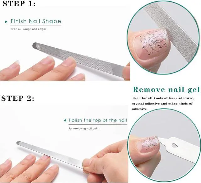 Alt view image 4 of 6 - 4PC 8 Diamond Dust Nail File - Stainless Steel Nail Dresser - 2PC 9 INCH & 2PC 6INCH