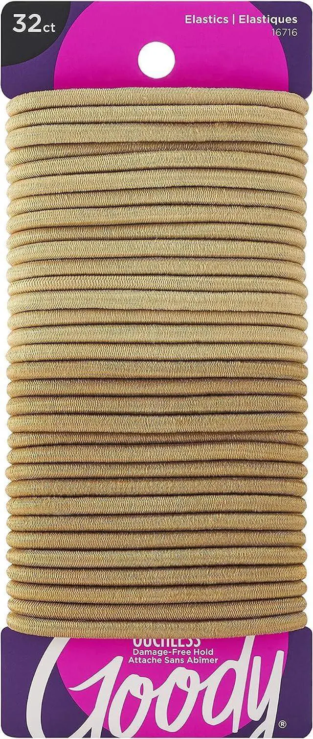 Main image of Goody Ouchless Elastic Hair Tie - 32 Count, Blonde - 4MM for Medium Hair - Slideproof Pain-Free Hair Accessories for Men, Women, Boys, and Girls - Perfect for Long Lasting Braids, Ponytails, and More