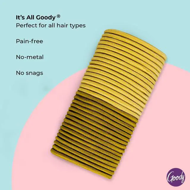 Alt view image 4 of 6 - Goody Ouchless Elastic Hair Tie - 32 Count, Blonde - 4MM for Medium Hair - Slideproof Pain-Free Hair Accessories for Men, Women, Boys, and Girls - Perfect for Long Lasting Braids, Ponytails, and More