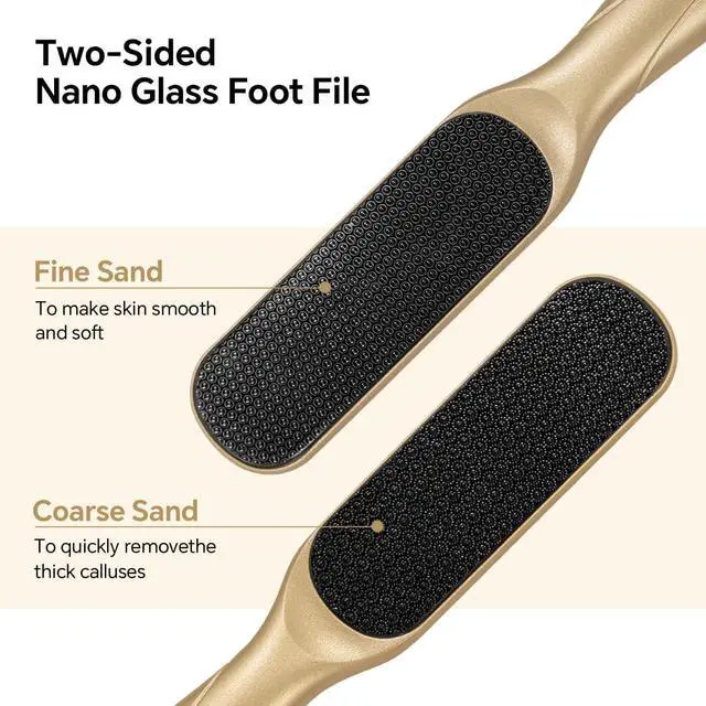 Alt view image 2 of 6 - Nano Glass Foot File, Foot Callus Remover, Double Sided Pedicure Tools for Feet, Dual Use of Dry and Wet, Professional Hygienic Foot Scrubber to Achieve Smooth, Silky Feet Instantly (Golden)