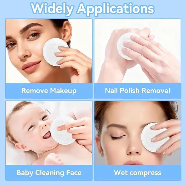 Alt view image 5 of 7 - Premium Cotton Rounds for Face (500 Count) | Makeup Remover Pads, 100% Pure Cotton, Chemical Free, For Sensitive Skin