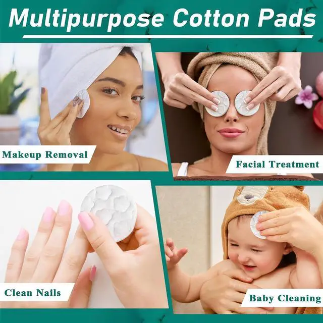 Alt view image 5 of 5 - Premium Cotton Rounds for Face, 300 Count | Makeup Remover Pads, 100% Pure & Natural, Facial Cleansing Round Pads, For Makeup Removal & Nail Polish Remover