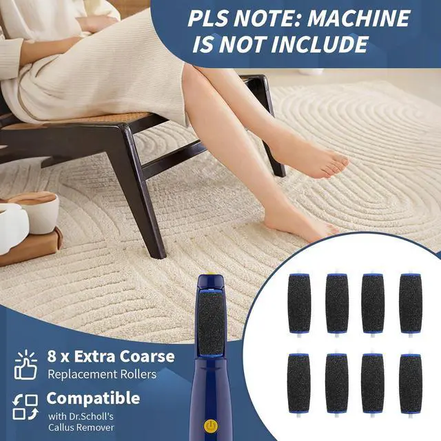 Alt view image 2 of 7 - 8 pcs Replacement Roller Compatible with Dr. Scholl's | Callus Remover Electronic Foot File-Extra Coarse,Perfect for Travel,for Women&Men