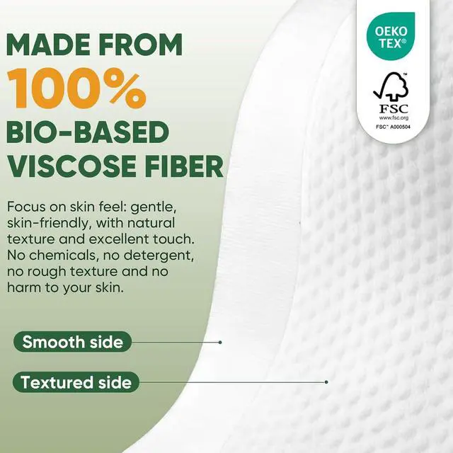 Alt view image 2 of 7 - Face Towels Disposable, 5 * 10 Travel Pack, Double-Sided Facial Towelettes | 100% Viscose Fiber, Soft Thick Lint-Free Makeup Remover Wipes for Sensitive Skin, Home Use & Travel Pack