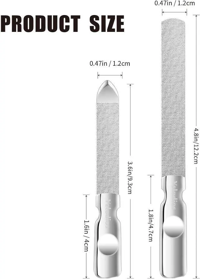 Alt view image 2 of 6 - Heavy Duty Nail File for Men and Women, Reusable Stainless Steel Fingernail Files, Double Sided Stainless Steel Nail File with Leather Case, Great for Home and Salon 2PCS