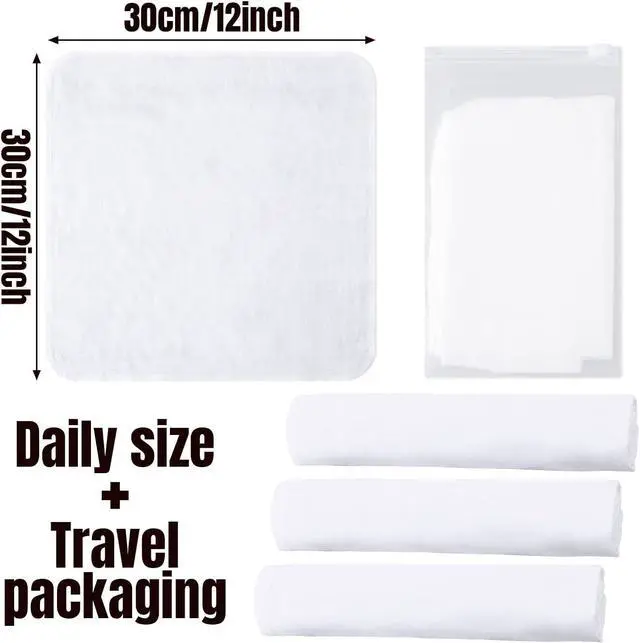 Alt view image 3 of 6 - 12 Pcs Individually Wrapped Facial Cleansing Muslin Cloths Travel Size Face Cotton Cloths Reusable Makeup Remover Wipes Exfoliating Muslin Washcloths for Skin Care(White)