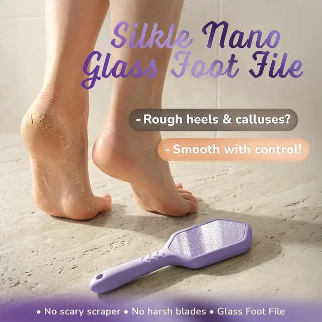 Alt view image 2 of 7 - SILKLE Nano Glass Foot File - Foot Callus Remover for Feet & Foot Scrubber | Silicone Grip for Non-Slip Control - Foot Scrubber for Dead Skin, Heel Scraper for Cracked Heels & Foot Exfoliator - Purple