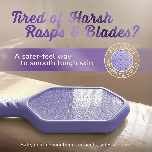 Alt view image 3 of 7 - SILKLE Nano Glass Foot File - Foot Callus Remover for Feet & Foot Scrubber | Silicone Grip for Non-Slip Control - Foot Scrubber for Dead Skin, Heel Scraper for Cracked Heels & Foot Exfoliator - Purple