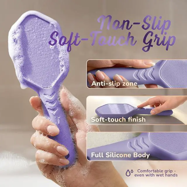 Alt view image 4 of 7 - SILKLE Nano Glass Foot File - Foot Callus Remover for Feet & Foot Scrubber | Silicone Grip for Non-Slip Control - Foot Scrubber for Dead Skin, Heel Scraper for Cracked Heels & Foot Exfoliator - Purple