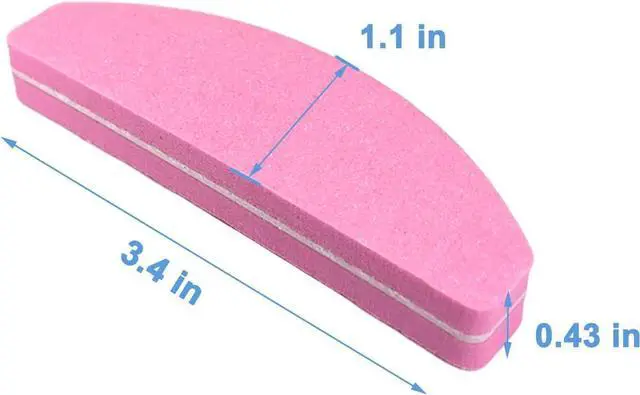 Alt view image 4 of 6 - 20 PCs Nail Buffers, Double Sided Nail Files Buffer Blocks 100/180 Grit Portable Washable Sanding Buffing File Arc Shape (Pink)