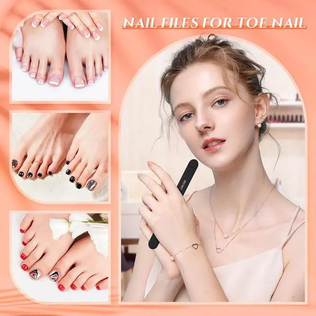 Alt view image 7 of 7 - 12 Pack Nail Files and Emery Boards 100/180 Grit with Case Assorted Colors | For natural, acrylic, gel, dip powder and press-on manicures; flexible ABS core smooths rough edges at home or salon