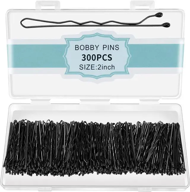 Main image of 300 Pcs Bobby Pins Black, Hair Pins for Women Girls and Kids, Invisible Wave Hair clips Bulk with Storage box, Pain-Free Hairpins2 Inch Black