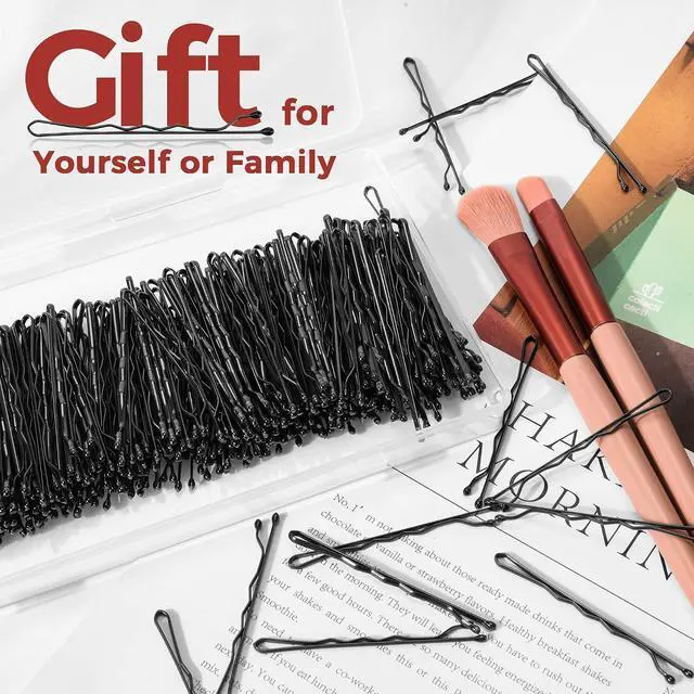 Alt view image 4 of 7 - 300 Pcs Bobby Pins Black, Hair Pins for Women Girls and Kids, Invisible Wave Hair clips Bulk with Storage box, Pain-Free Hairpins2 Inch Black