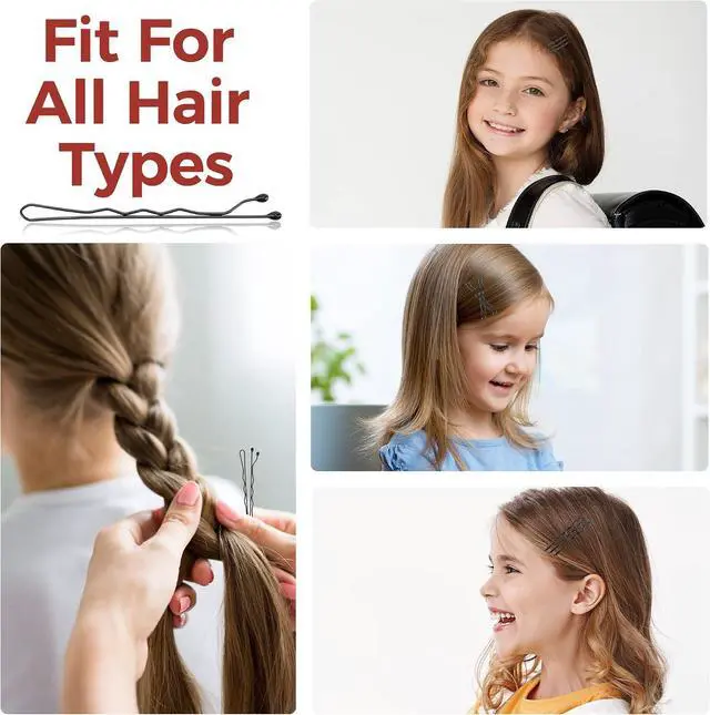 Alt view image 6 of 7 - 300 Pcs Bobby Pins Black, Hair Pins for Women Girls and Kids, Invisible Wave Hair clips Bulk with Storage box, Pain-Free Hairpins2 Inch Black