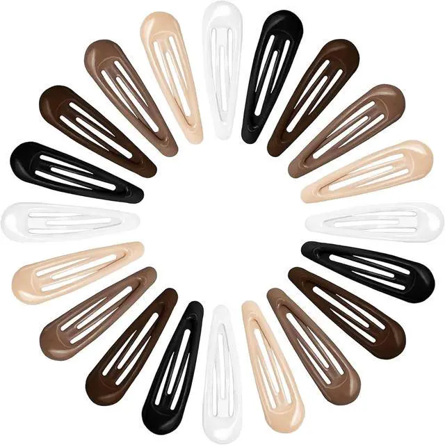 Main image of 20PCS Small Metal Barrettes for Women - Snap Hair Clips for Thin & Thick Hair, 1.97 Inch No Slip Hair Clips (White Black Beige Brown Coffee)