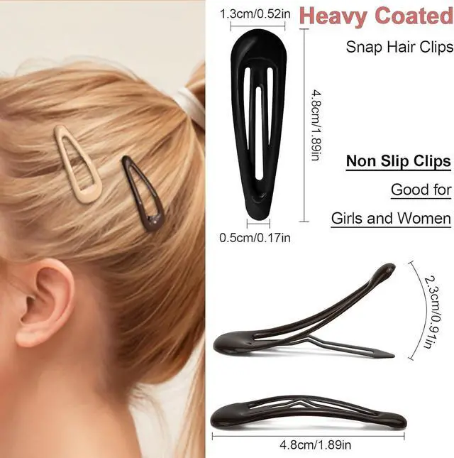 Alt view image 2 of 6 - 20PCS Small Metal Barrettes for Women - Snap Hair Clips for Thin & Thick Hair, 1.97 Inch No Slip Hair Clips (White Black Beige Brown Coffee)
