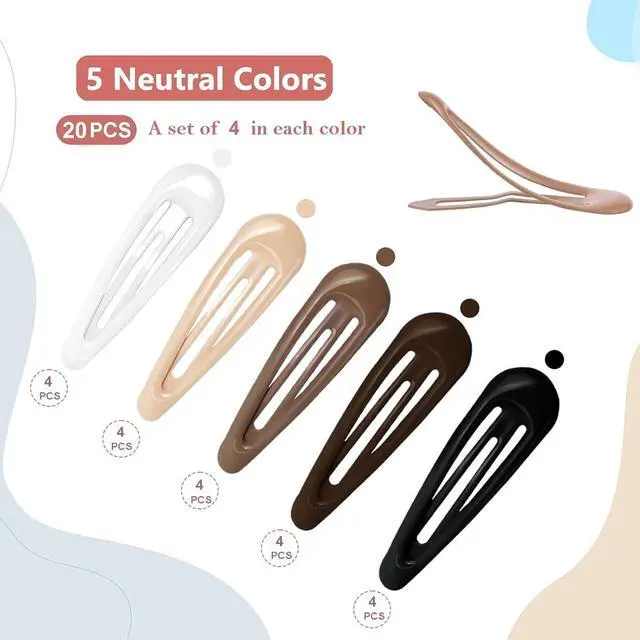 Alt view image 4 of 6 - 20PCS Small Metal Barrettes for Women - Snap Hair Clips for Thin & Thick Hair, 1.97 Inch No Slip Hair Clips (White Black Beige Brown Coffee)