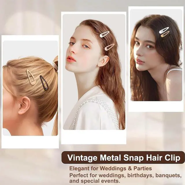 Alt view image 6 of 6 - 20PCS Small Metal Barrettes for Women - Snap Hair Clips for Thin & Thick Hair, 1.97 Inch No Slip Hair Clips (White Black Beige Brown Coffee)