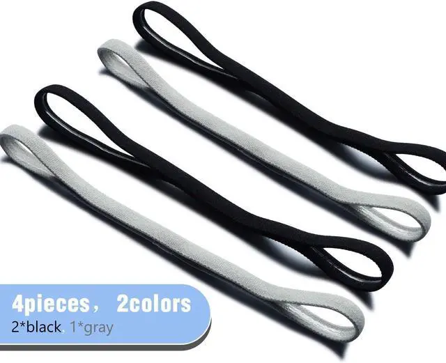 Alt view image 2 of 7 - Sumind 4 Pieces Thick Non-Slip Elastic Sport Headbands, Elastic Silicone Grip Exercise Hair and Sweatbands for Yoga