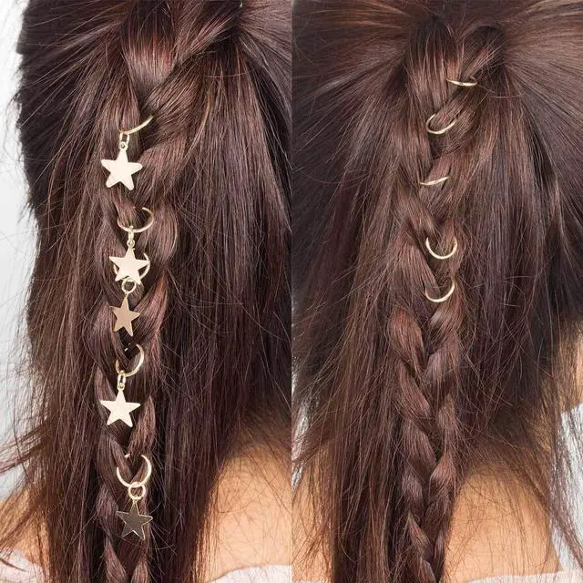 Alt view image 6 of 7 - 200 Pack Hair Braid Rings Hair Hoops Braid Hair Clip Accessories | for Women and Girls Dreadlocks, 2 Color( Gold and Sliver)