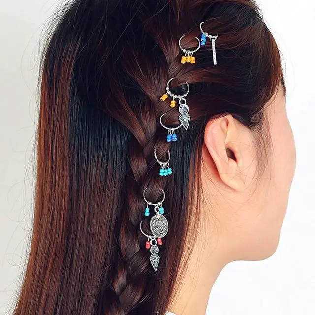 Alt view image 5 of 7 - 200 Pack Hair Braid Rings Hair Hoops Braid Hair Clip Accessories | for Women and Girls Dreadlocks, 2 Color( Gold and Sliver)