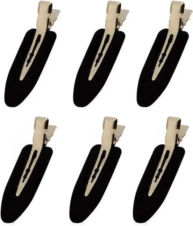 Main image of 6 Pieces No Bend Hair Clips, No Crease Hair Clip for Hairstyling, Makeup Clips for Women and Girls (Black)