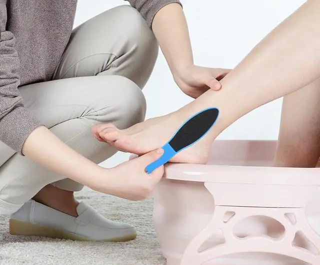 Alt view image 5 of 5 - 3pcs Foot File Callus Remover with Double-Sided Sand Paper Reusable Foot Scraper Pedicure Tool Foot Rasp Multi Purpose Feet Care Kit for Exfoliator Remover Dead Skin Hard Skin Calluse (Blue)