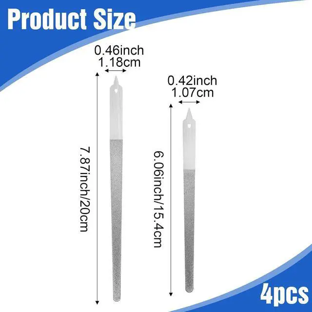 Alt view image 2 of 7 - 4Pcs Diamond Nail Files Stainless Steel Buffers, Metal Nail File with Sharp Pointed Tip for Natural Nails Double-Sided Manicure Pedicure Toenail Tools for Salon and Home